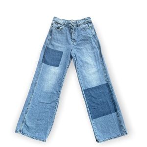 wide leg baggy patchwork jeans